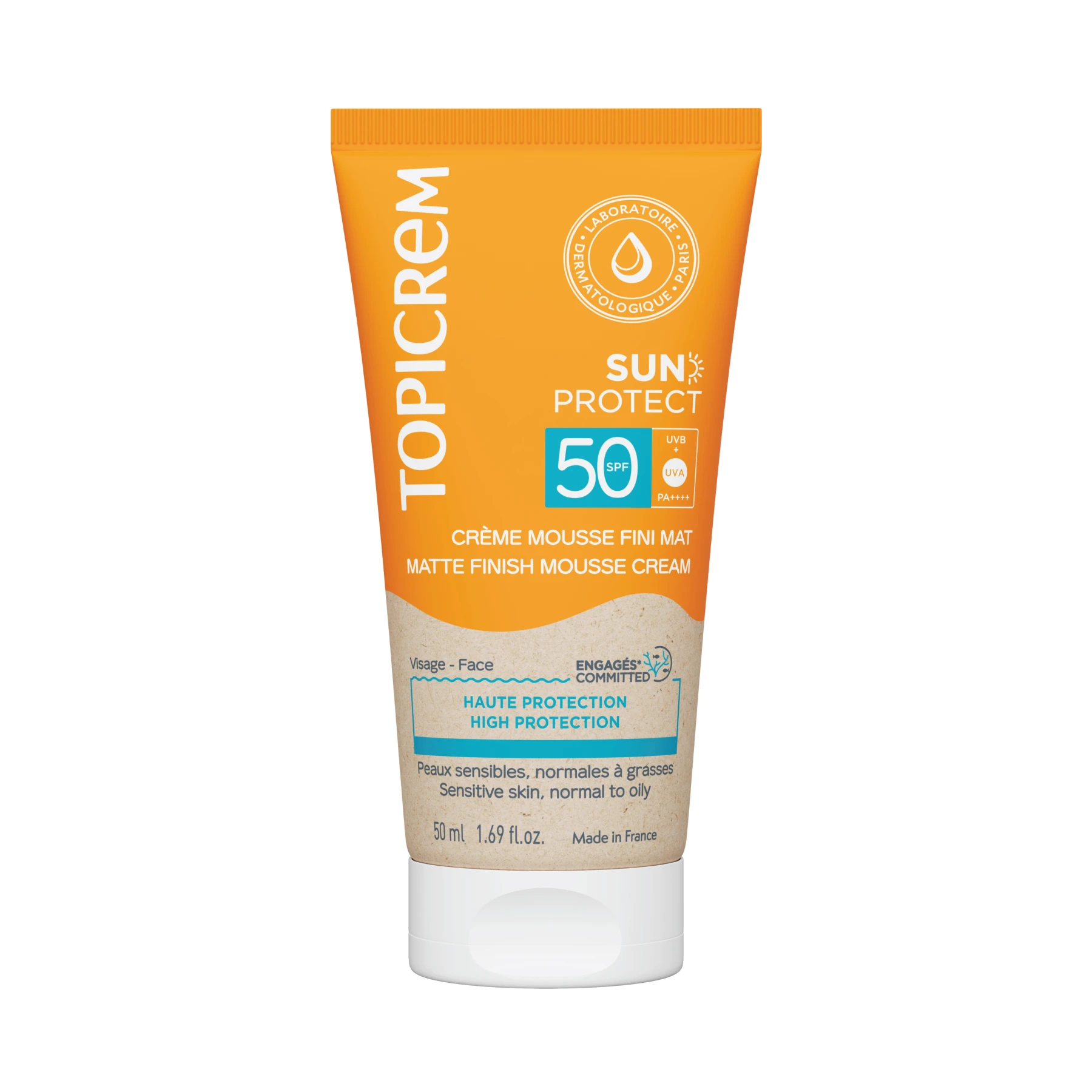 TOPICREM SUN PROTECT MATTE FINISH MOUSSE CREAM SPF50 50ML